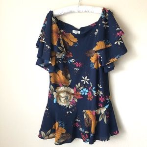 Umgee Floral Off the Shoulder Mini Dress Size M